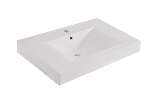 Tigris wastafel enkel met 1 kraangat 60x46x8 cm kunstmarmer glans wit