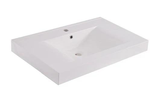 Tigris wastafel enkel met 1 kraangat 80x46x8 cm kunstmarmer glans wit