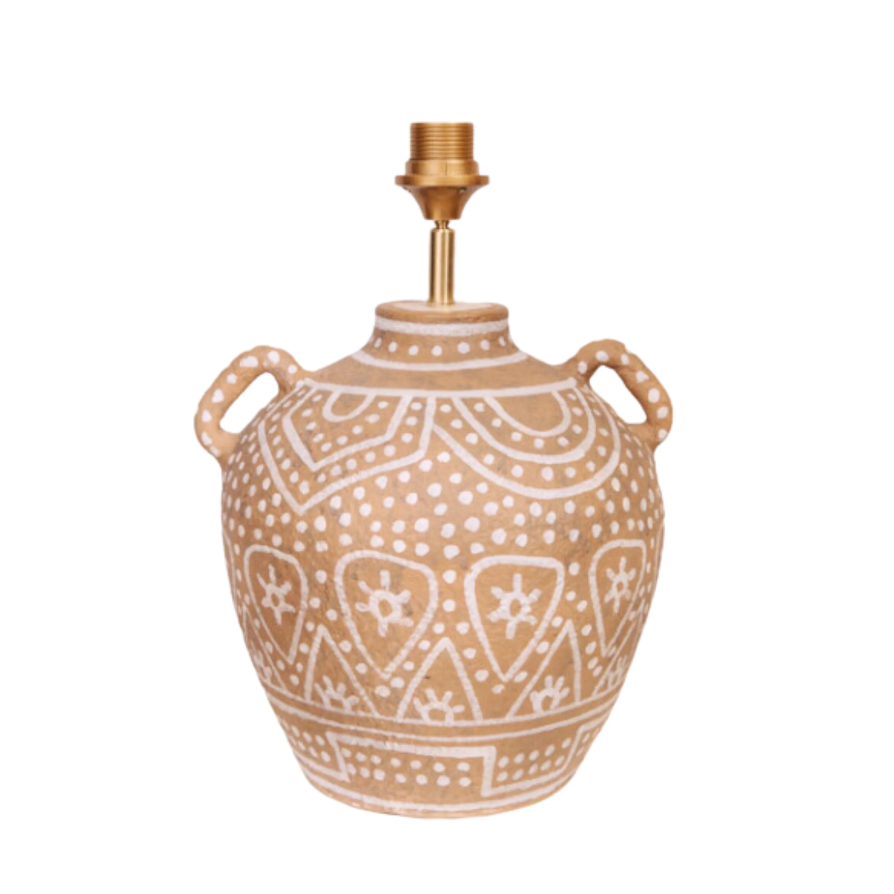 Lampenvoet Afrikaanse pot witte tekening rond oren Lampenvoet Afrikaanse pot witte tekening rond oren