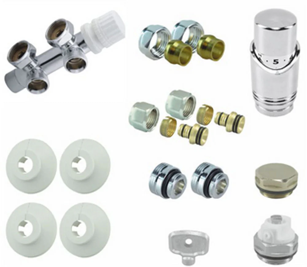 Onderblok set haaks links compleet 16 x 2,0 en 15 mm knel chroom
