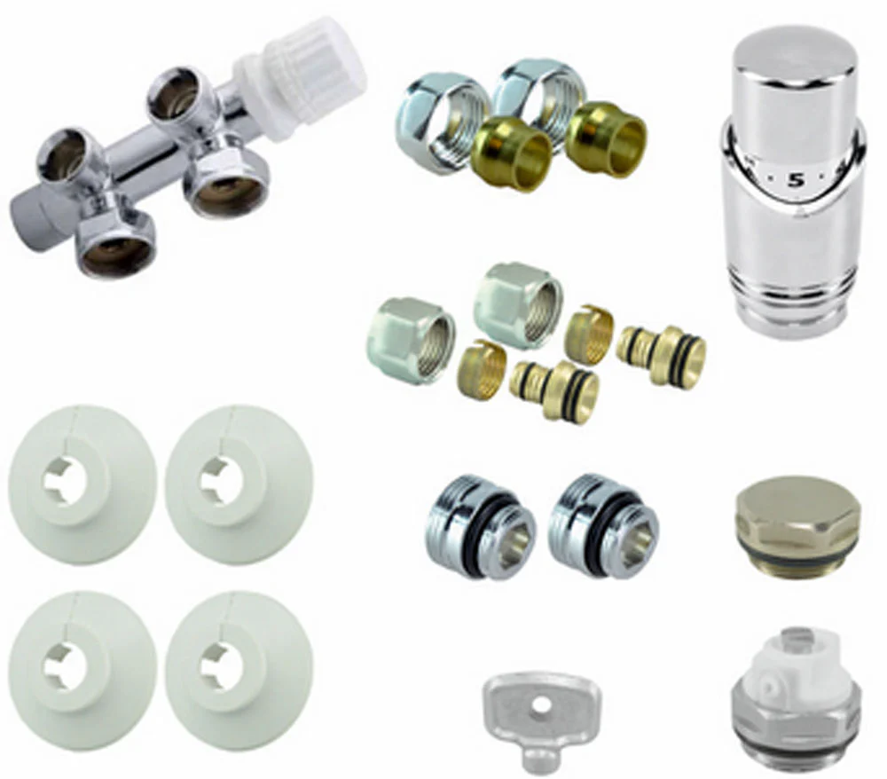 Onderblok set haaks rechts compleet 16 x 2,0 en 15 mm knel chroom