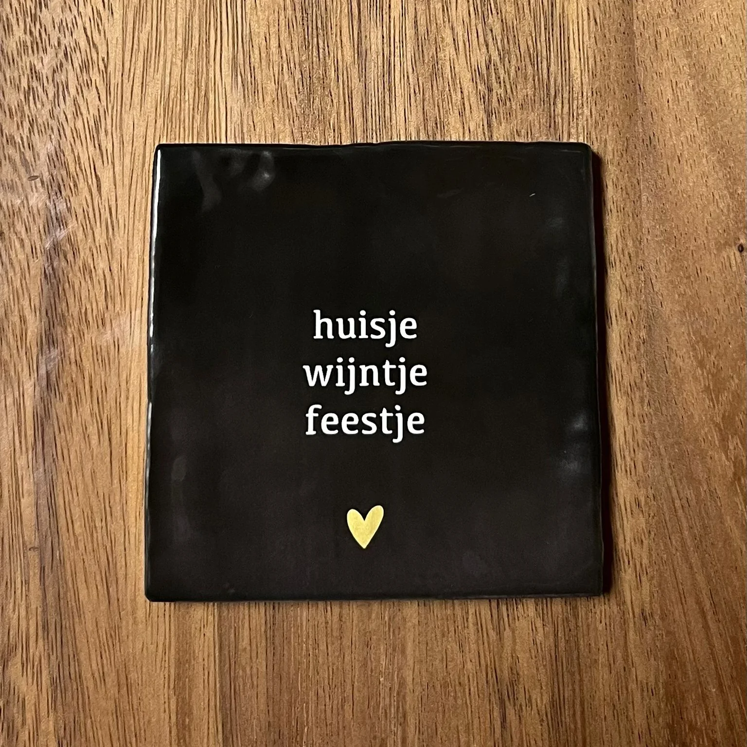 Tegeltje Huisje wijntje feestje | Zwart Tegeltje Huisje wijntje feestje | Zwart