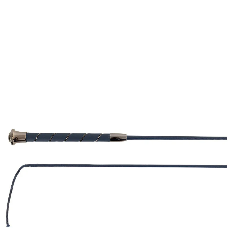 BR Dressuurzweep Orion met Leder en Crystal Grip,Navy/Gunmetal