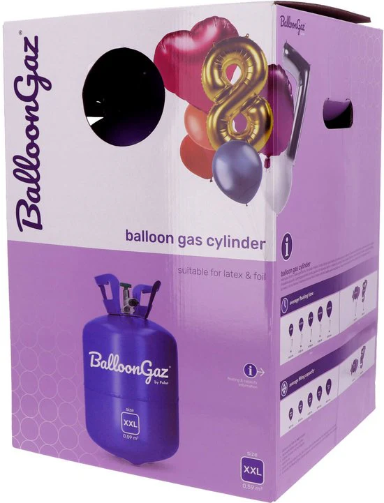 Balloongaz – heliumtank XXL – voor max. 85 latex ballonnen van 23cm/9”