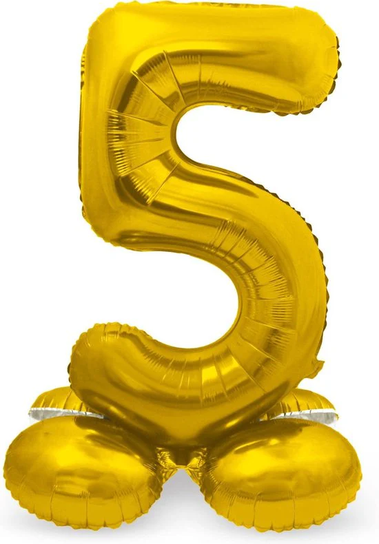 Folat – Cijfer 5 Goud met standaard – 72 cm
