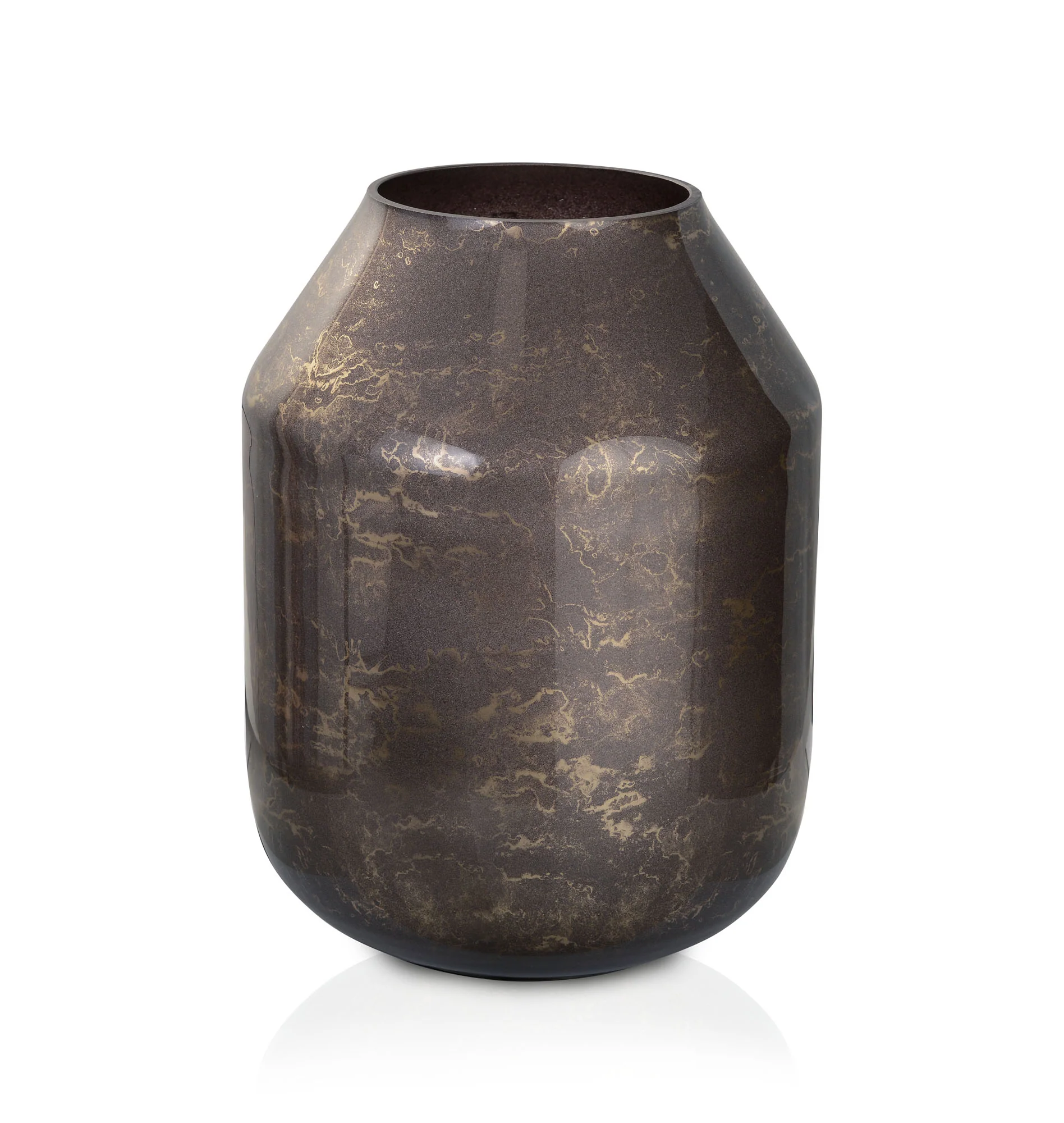 Terroso® Vaas Mokka – Glas Marmer – Hoogte 34 cm