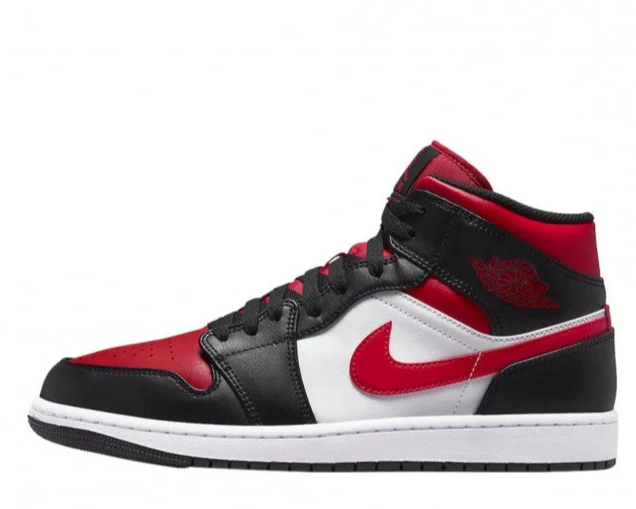 Nike Air Jordan 1 Mid White Black Red Nike Air Jordan 1 Mid White Black Red