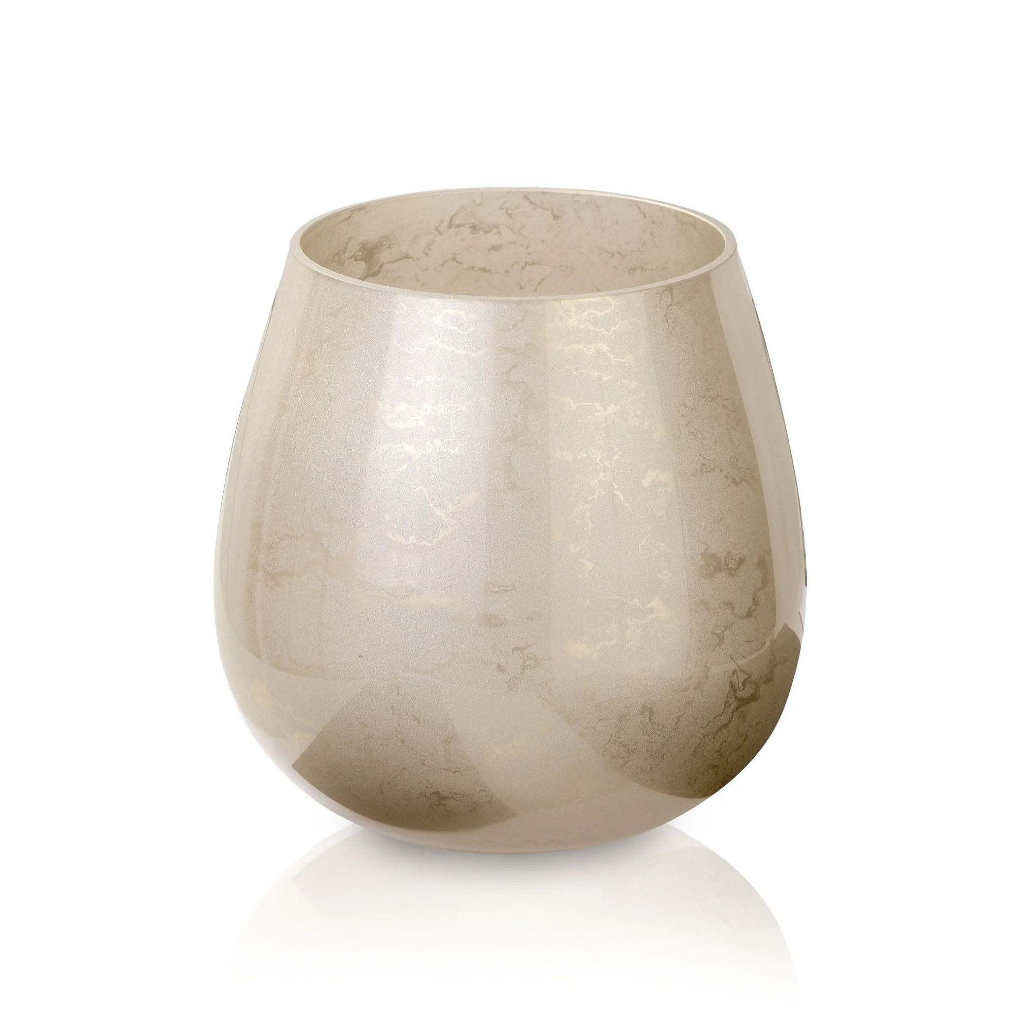 Terroso® Vaas Cappuccino – Beige Glas – Marmerlook – 25 cm