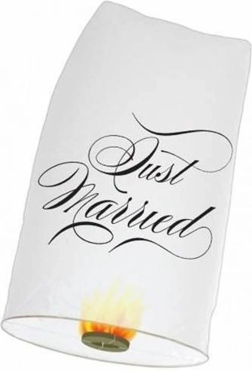 Witte Just Married wensballonnen XL 50 x 100 cm – Bruiloft/Huwelijk versiering