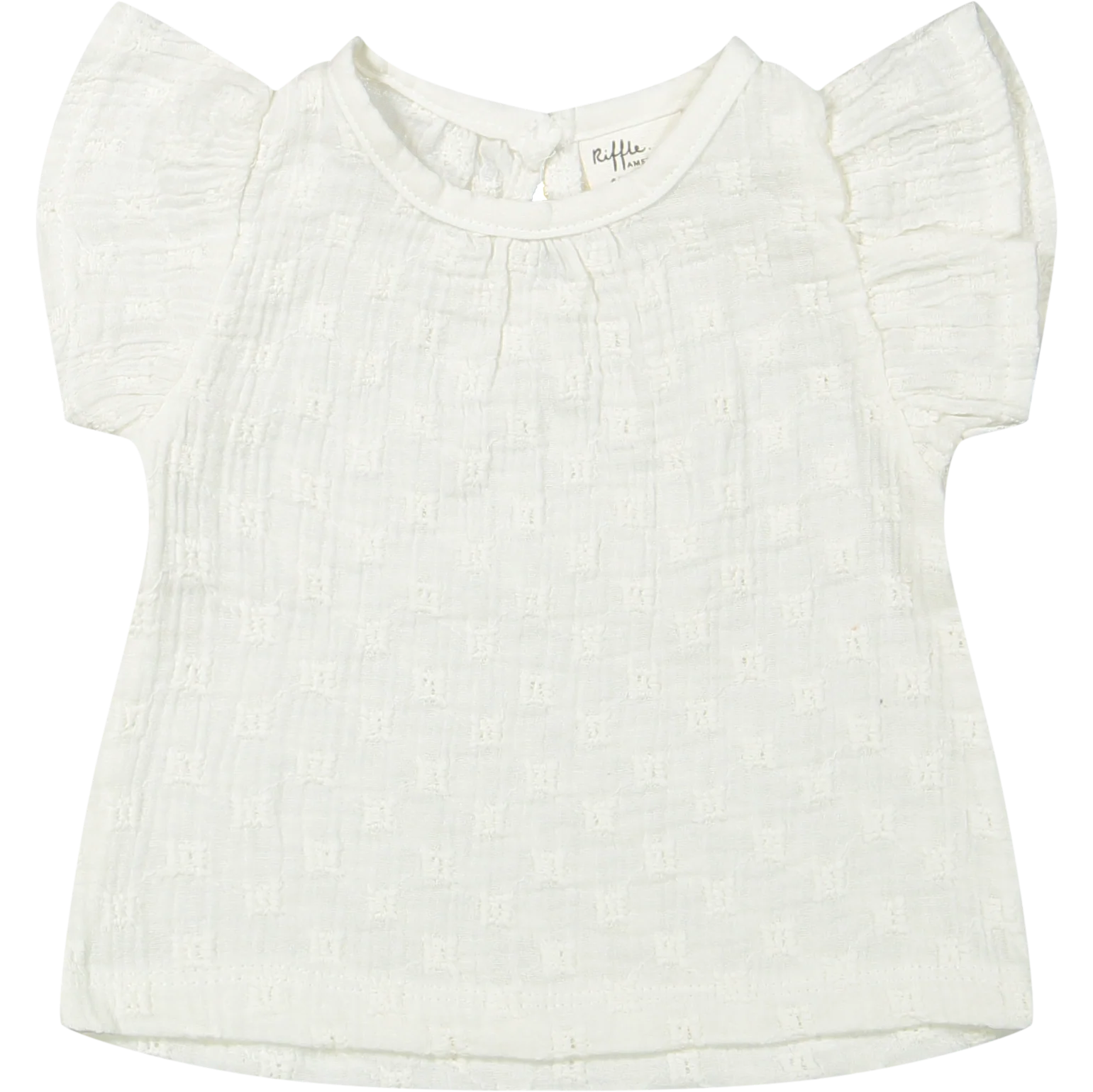 Riffle Amsterdam | T-shirt Joan | Woven white embroidery Riffle Amsterdam | T-shirt Joan | Woven white embroidery
