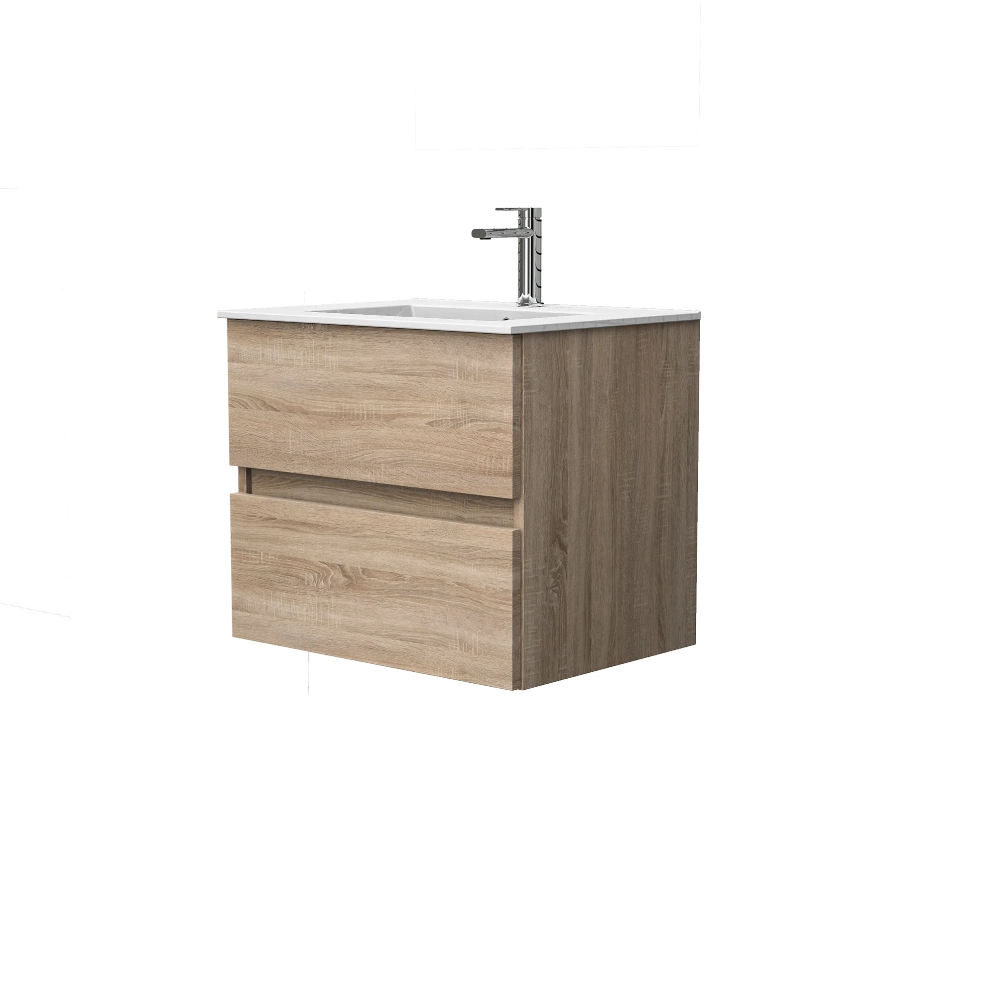 Badmeubelset Cancun 60 Eiken – 2 Lades met Wasbak en Spiegel by Futurbath