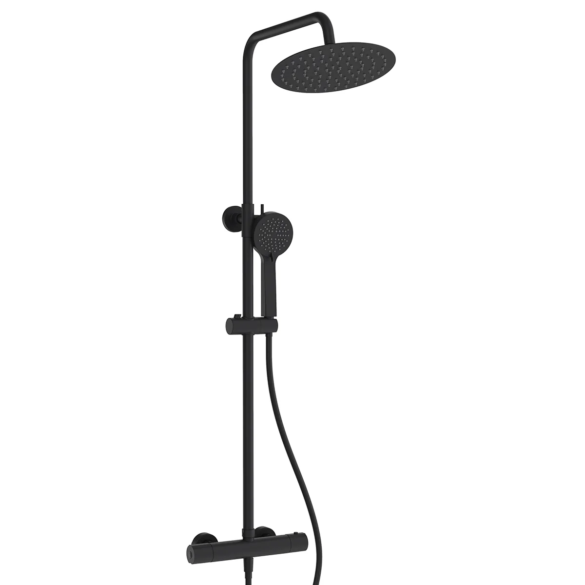 Rondo regendoucheset by Futurbath thermost. mat zwart 250mm