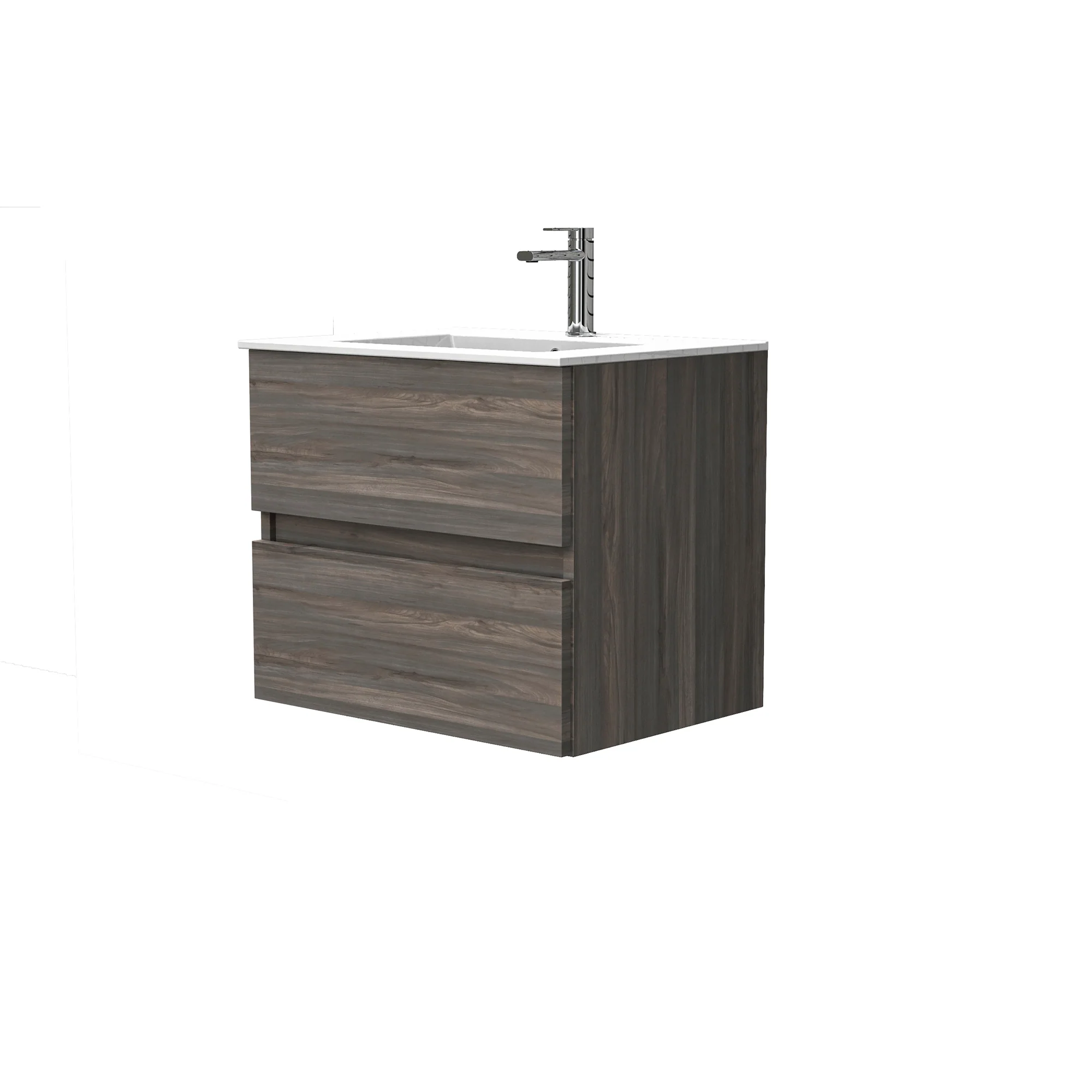 Badmeubelset Cancun 60 Grijs eiken – 2 Lades met Wasbak en Spiegel by Futurbath