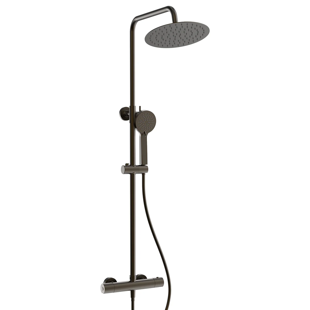 Rondo regendoucheset by Futurbath thermost. gun metal 250mm