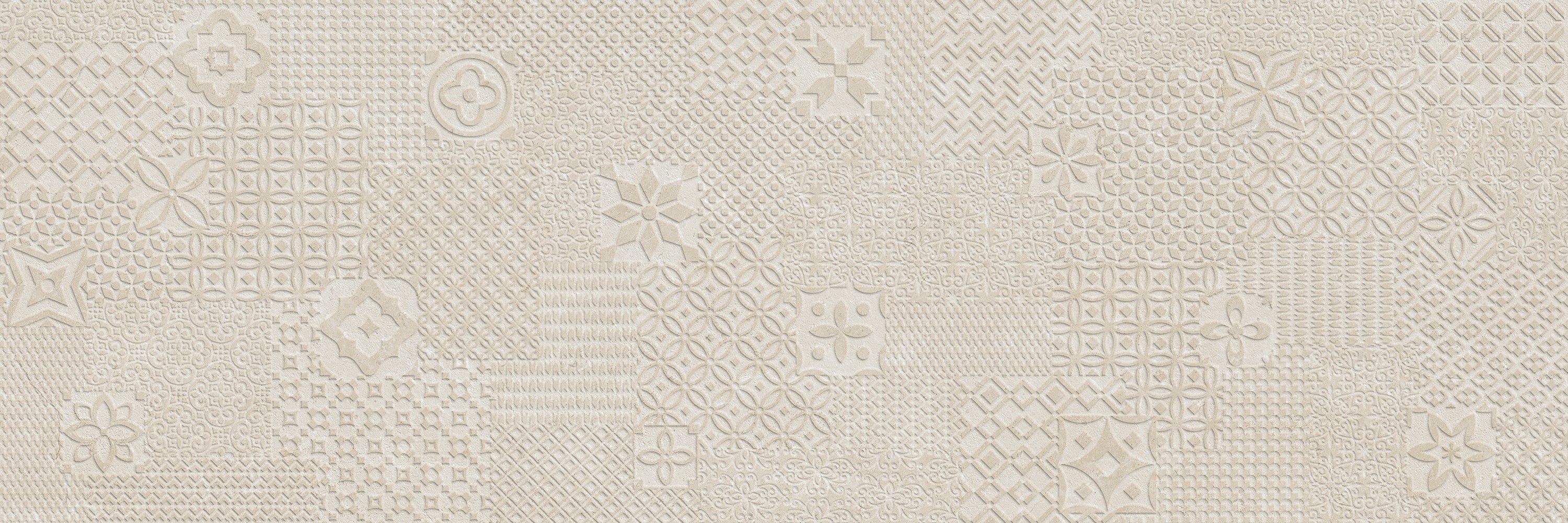 Wandtegel Hauteville Stamp Cream Decor 40×120 cm gerectificeerd