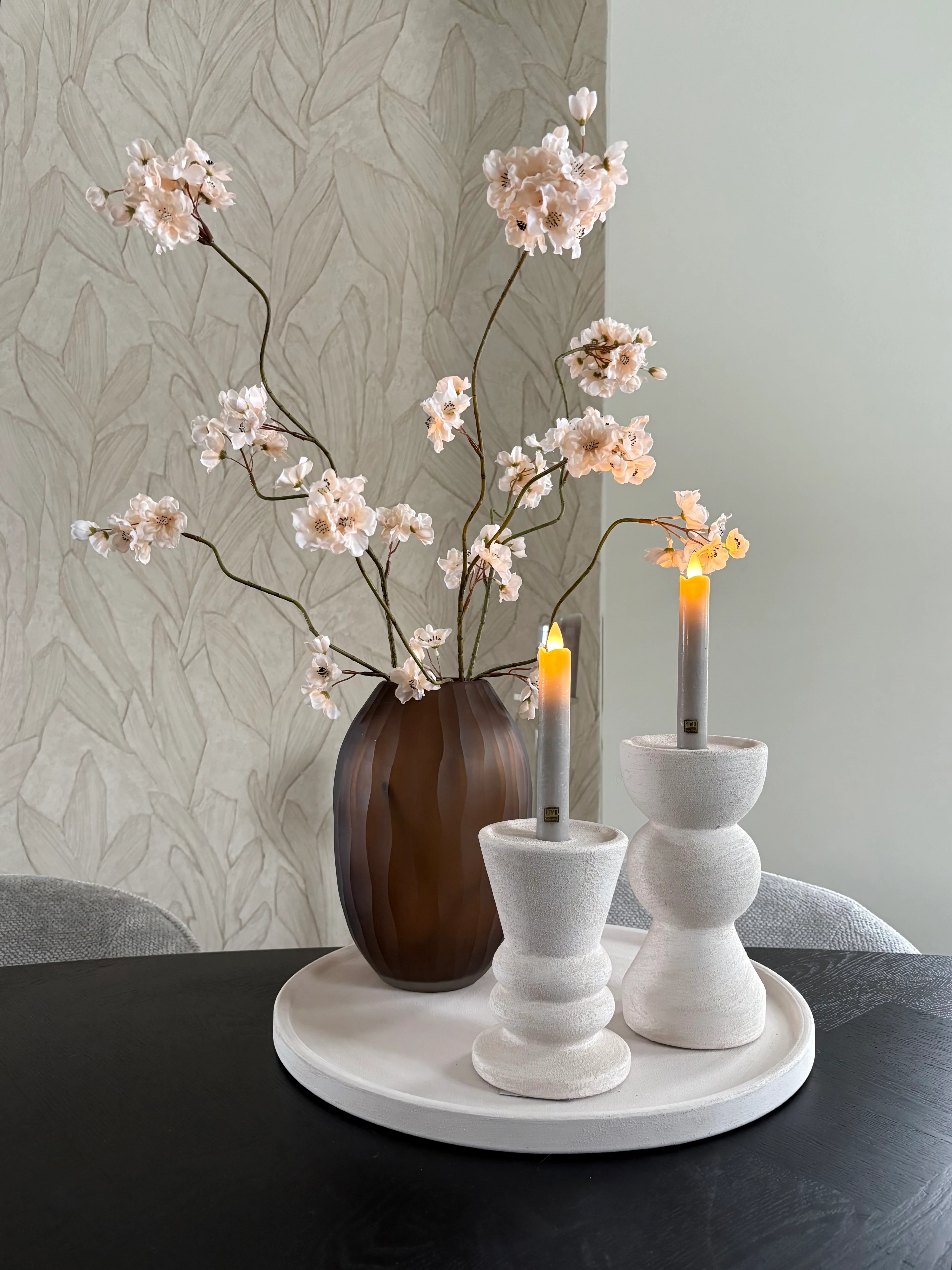 Japandi kandelaren | Beige | Aardewerk kandelaren | Set van drie Japandi kandelaren | Beige | Aardewerk kandelaren | Set van drie