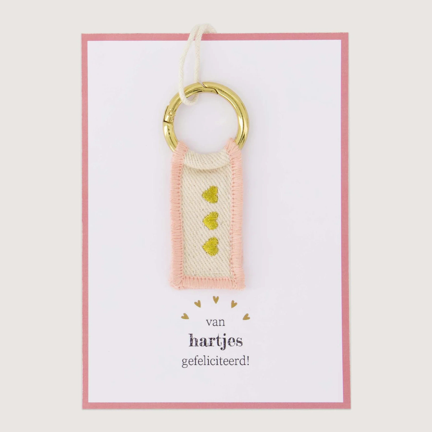 Ansichtkaart Sleutelhanger Van Hartjes Gefeliciteerd