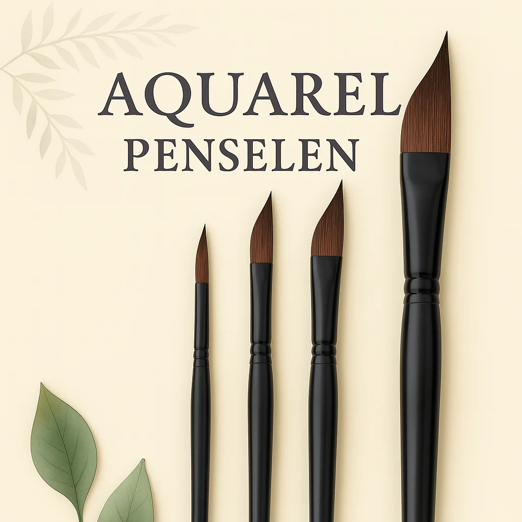 Aquarelpenselen Set (4 stuks) – Schuine Punt voor Precisiewerk