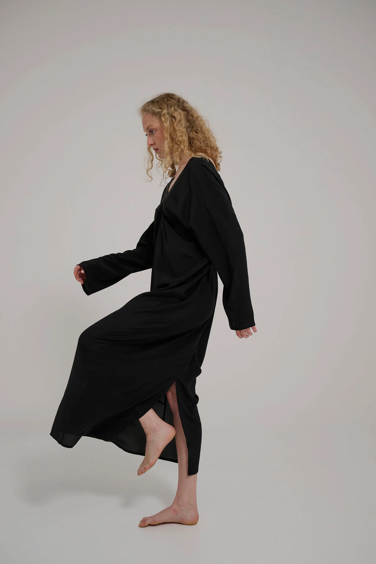 Tunic dress XL black silk