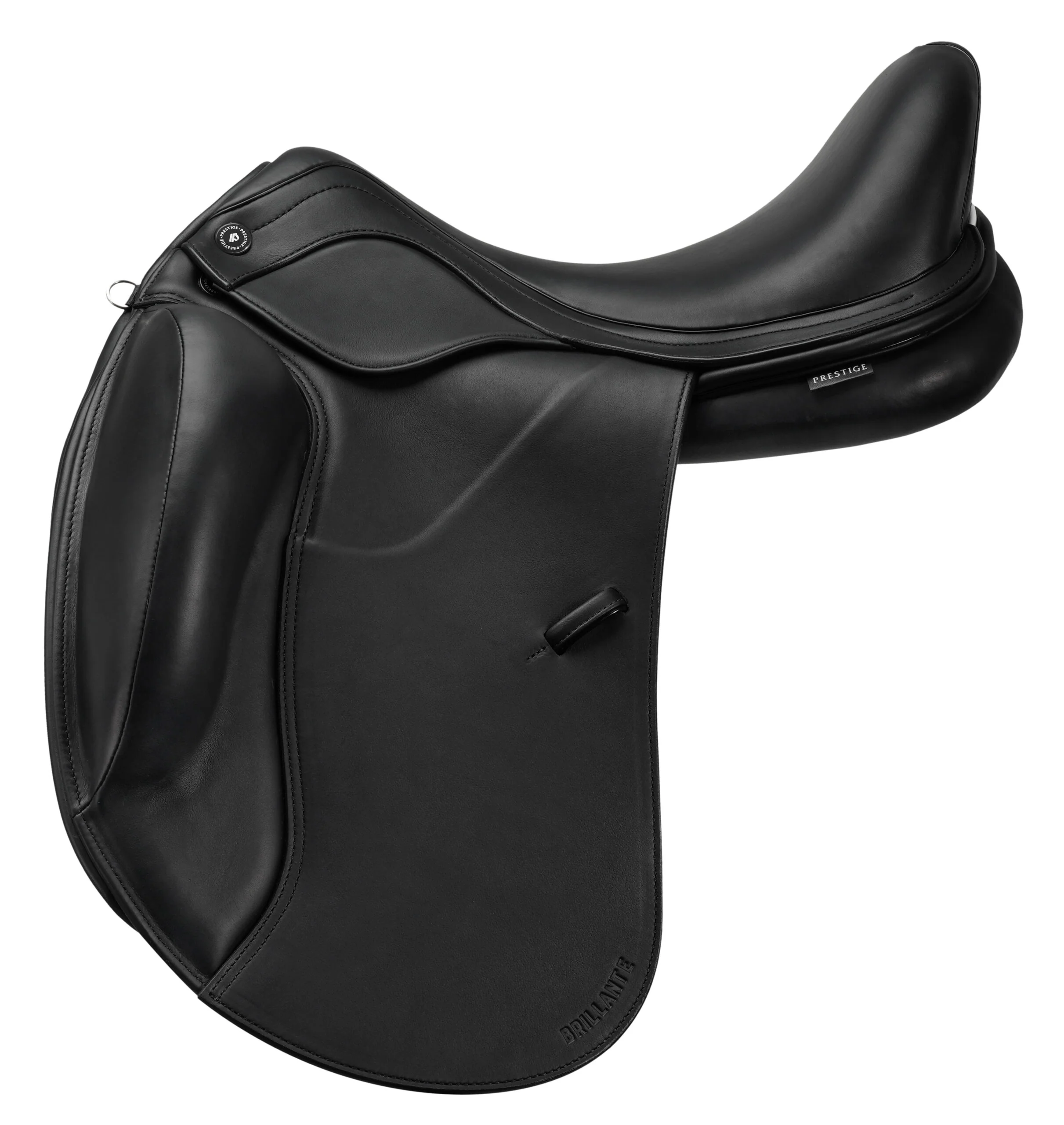 Prestige Brillante K, monoflap dressuurzadel met AS-X technologie boom, dubbel leder, grote wrongen, zwart