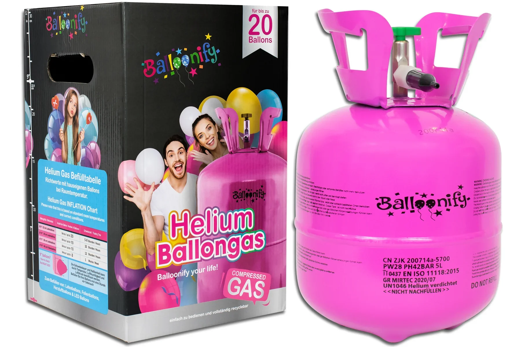 Balloonify Helium tank/cilinder – voor ca. 20 ballonnen