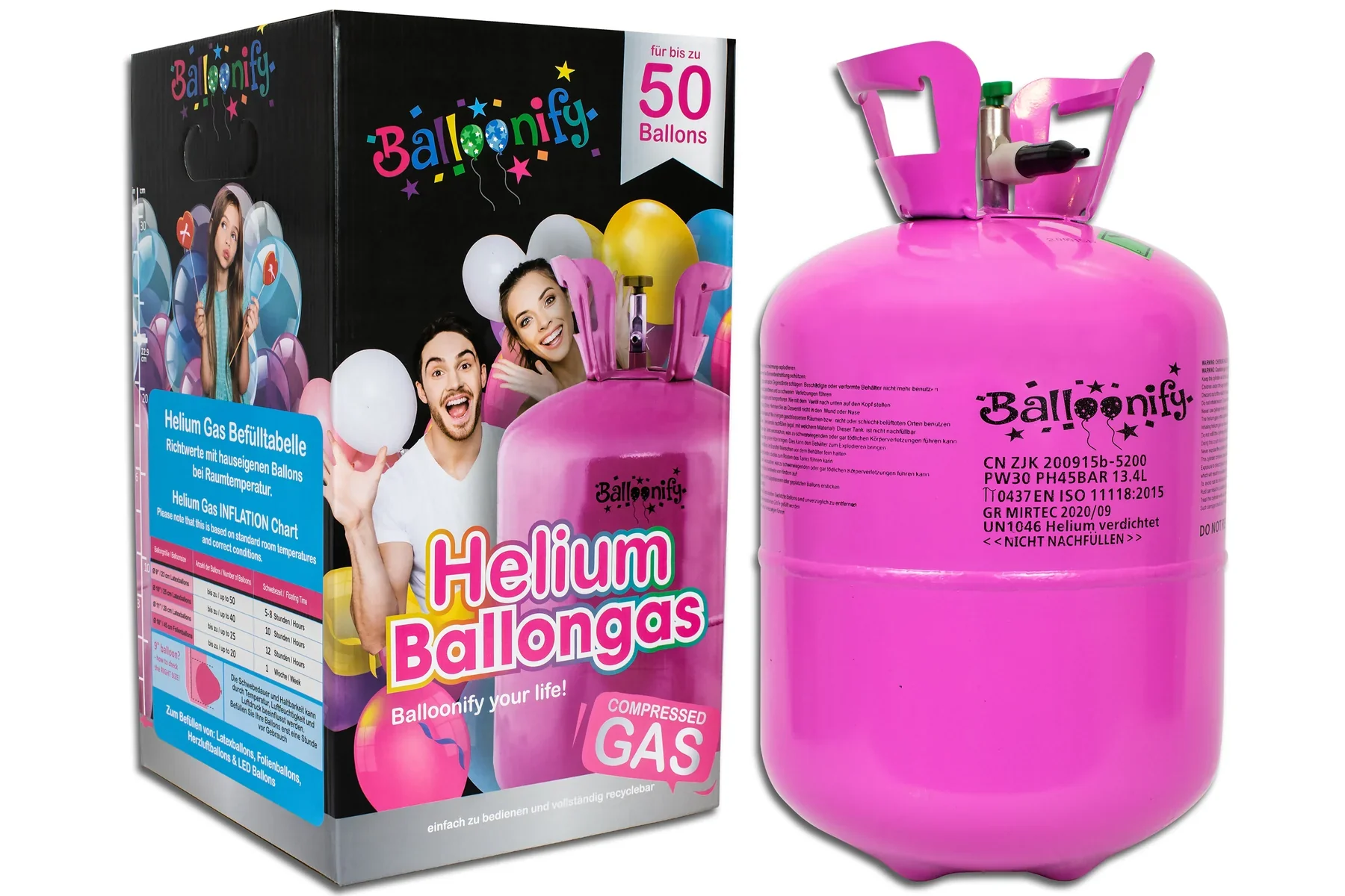 Balloonify Helium tank/cilinder – voor ca. 50 ballonnen