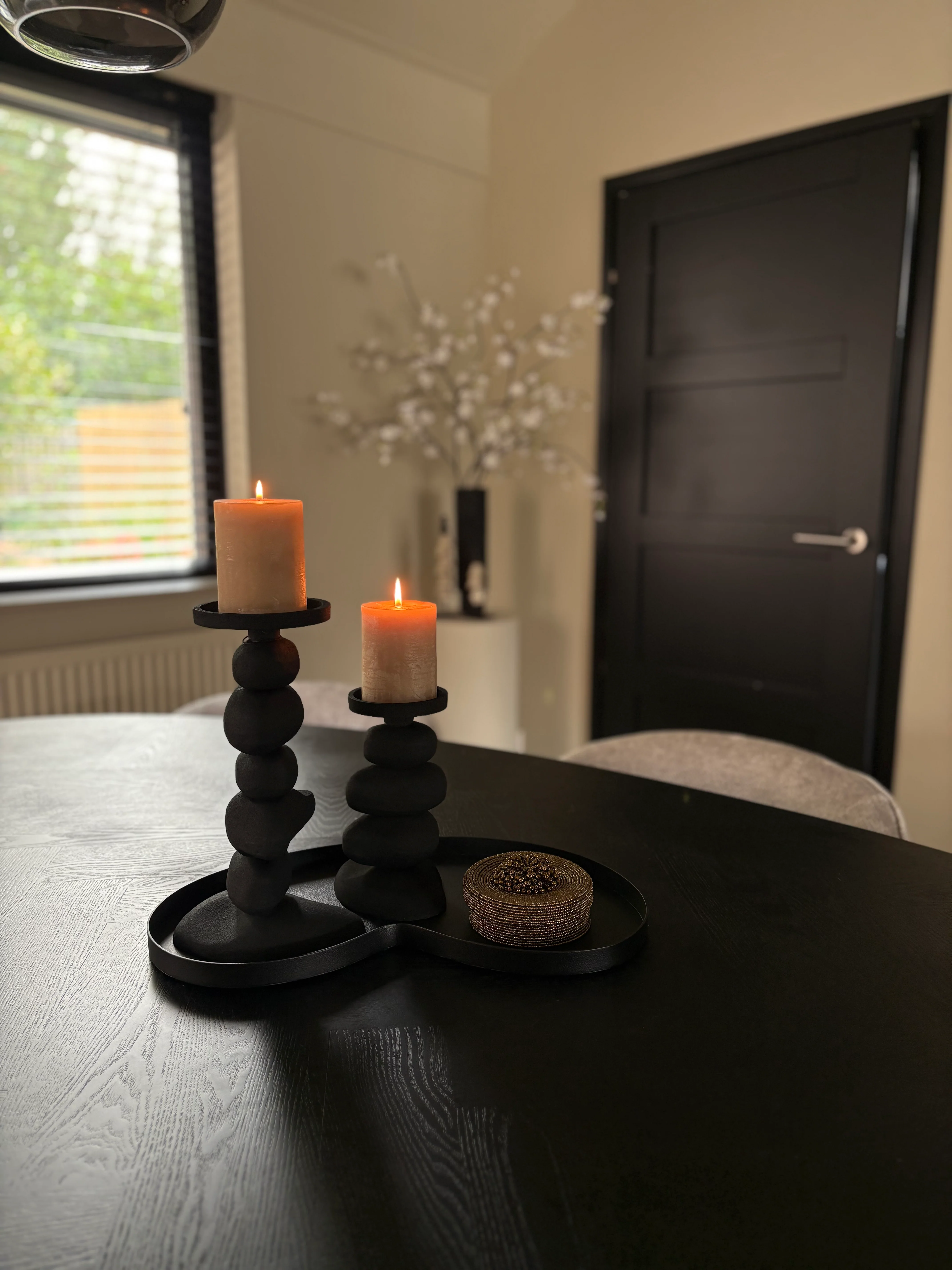 Hotelchique kandelaren zwart | Organische zwarte kandelaren | Set van twee