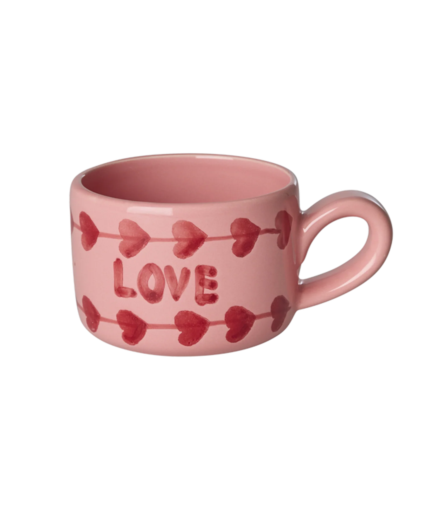 Rice – Keramiek Cappuccino mok – Roze – Hand-painted LOVE