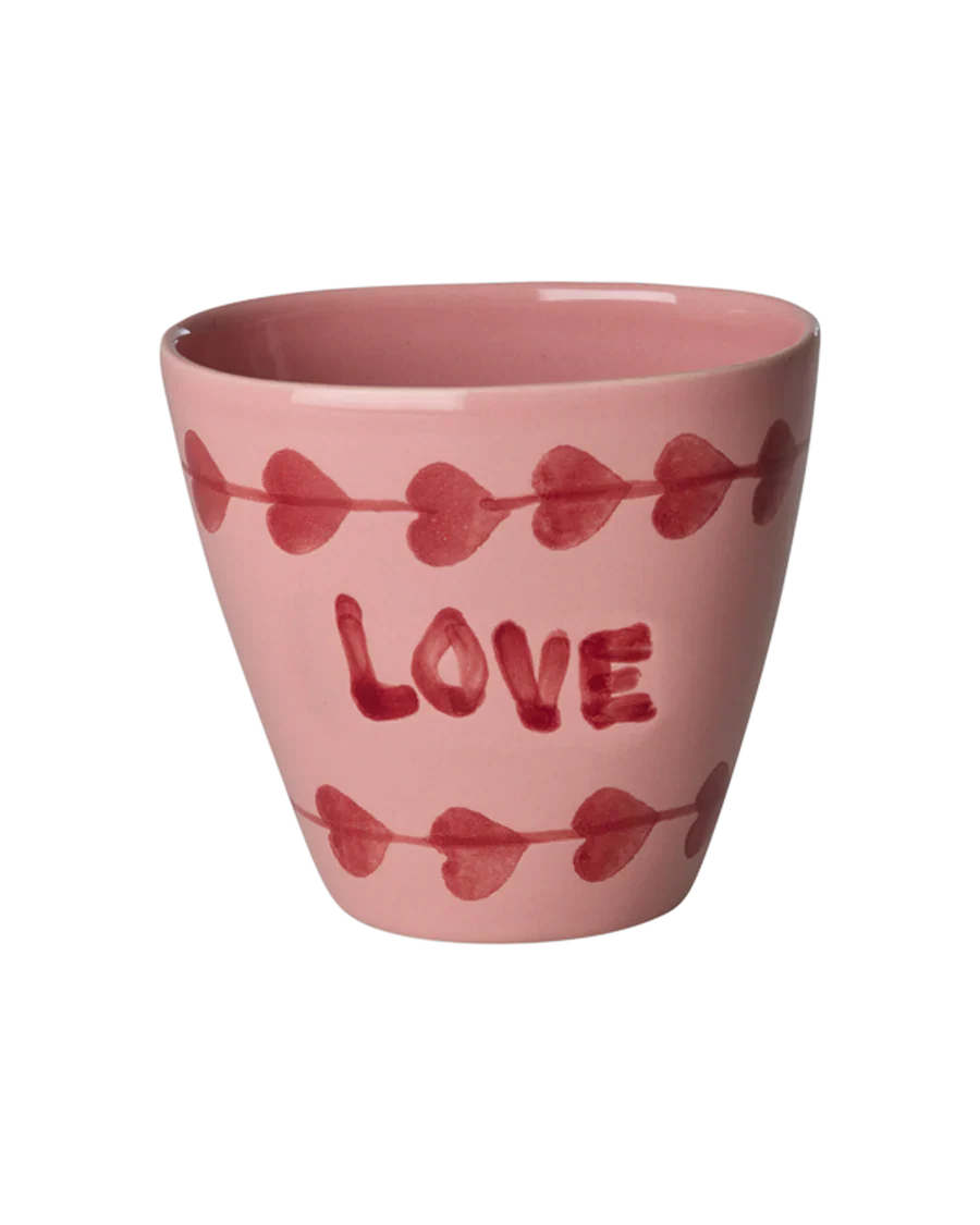 Rice – Ovaal Keramiek Beker – Roze – Hand-painted LOVE