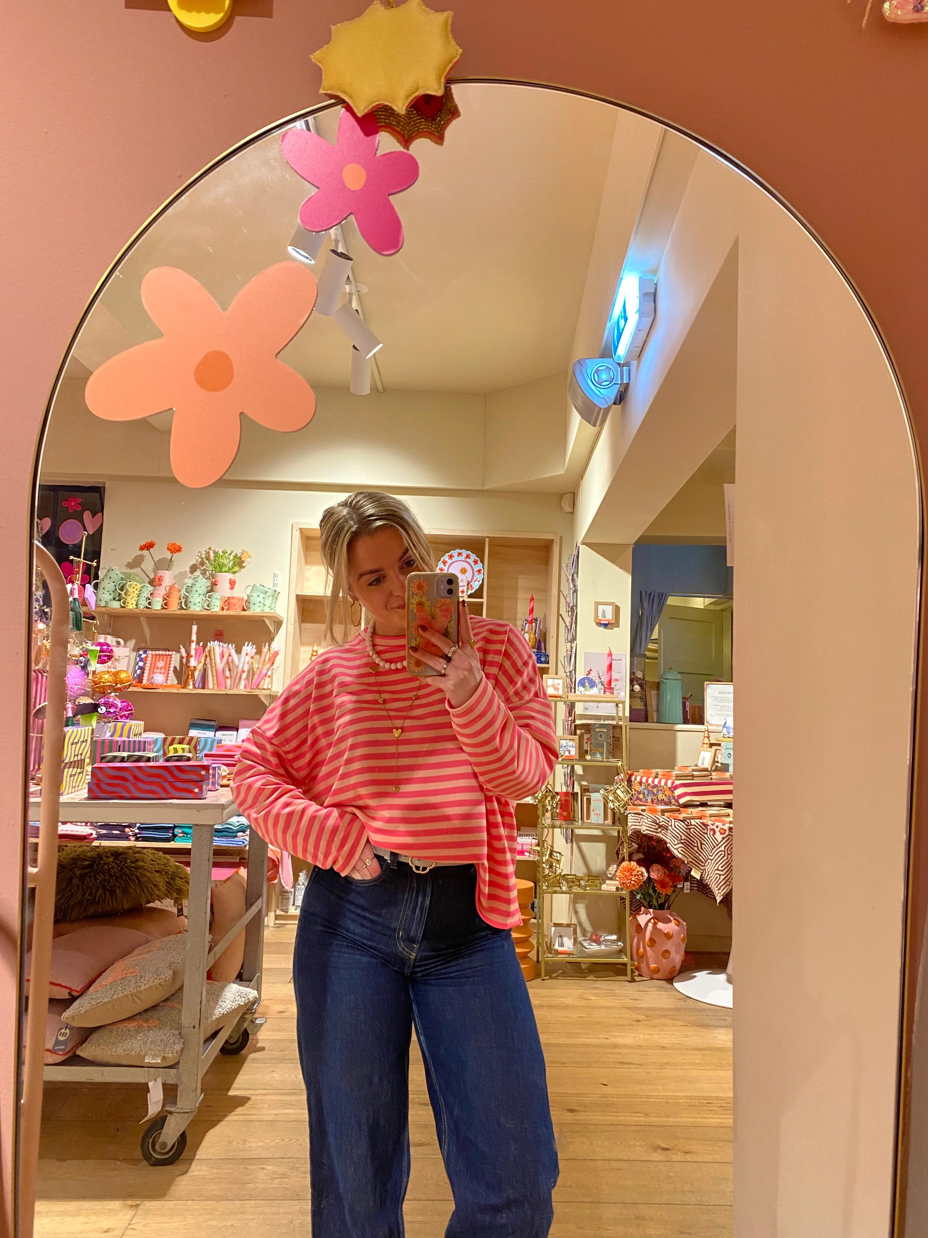 Longsleeve streep – Roze/felroze
