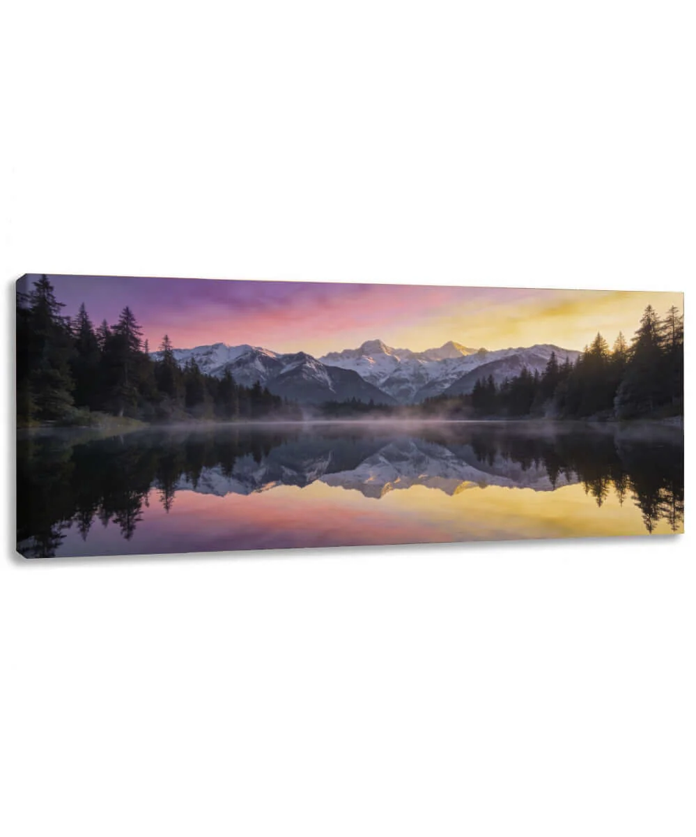 Canvas Schilderij Alpen Bergmeer Zonsondergang