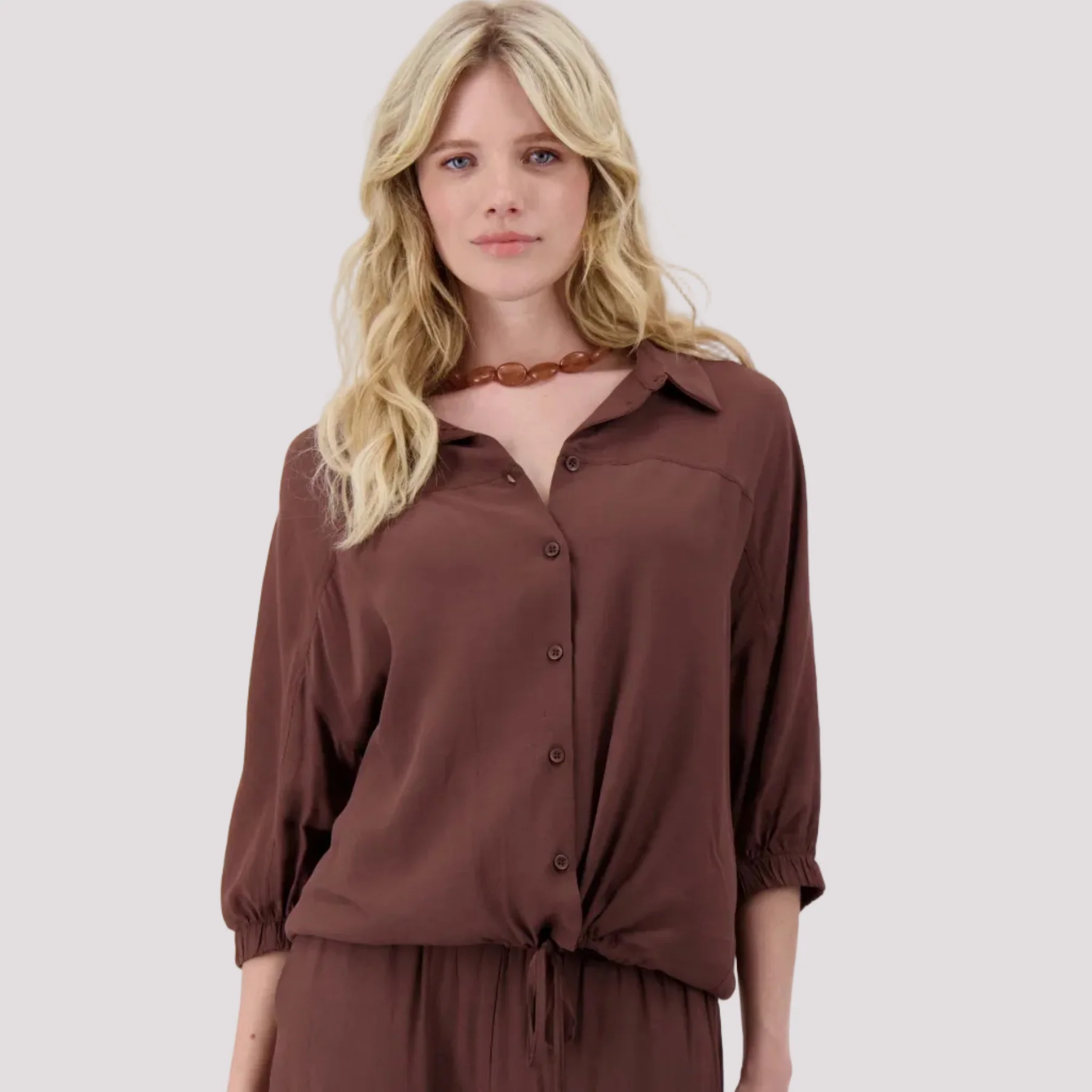 Crepe marocain blouse bruin