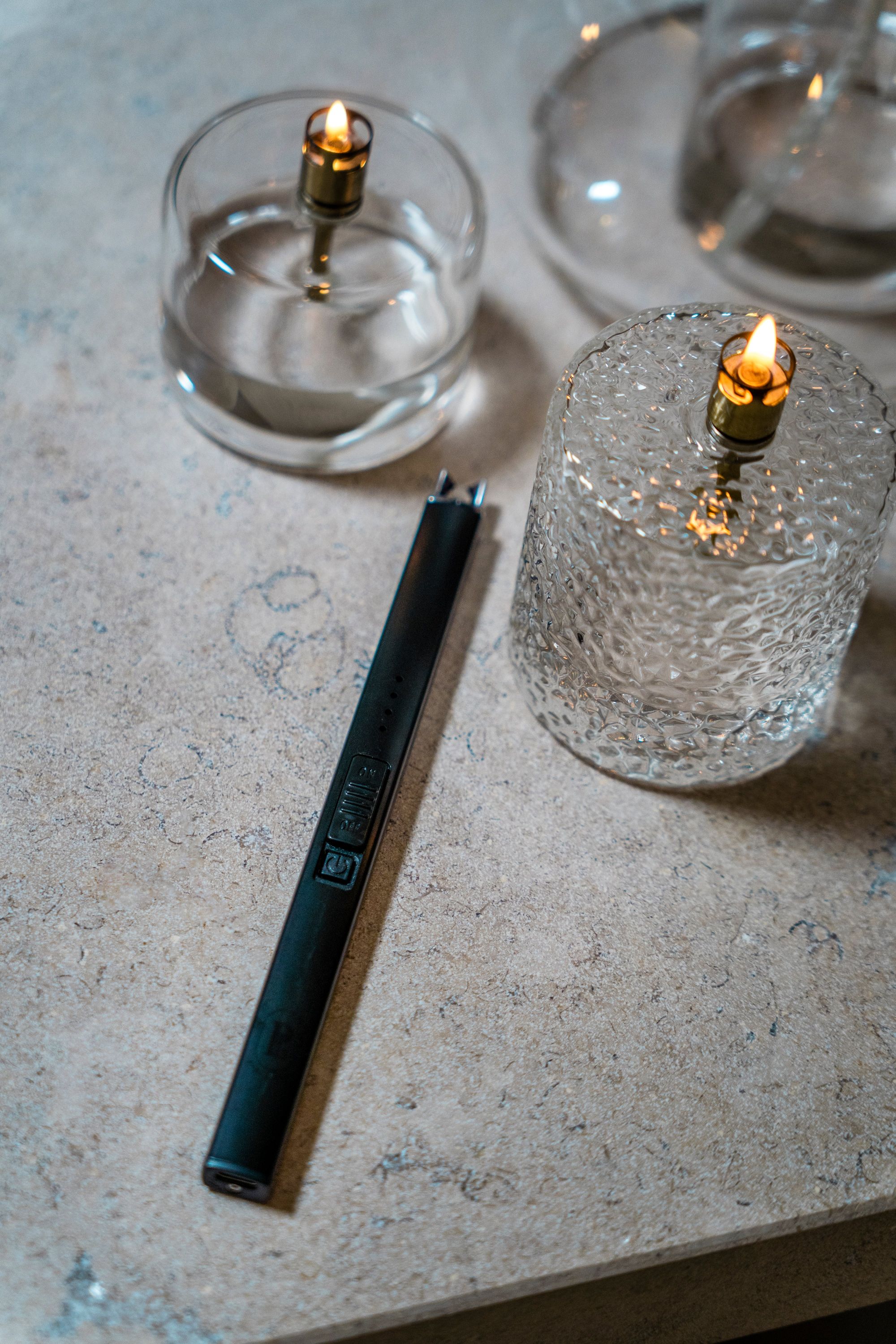 Olielamp | Cylinder hammered brass S/M/L/XL-set - Afbeelding 2