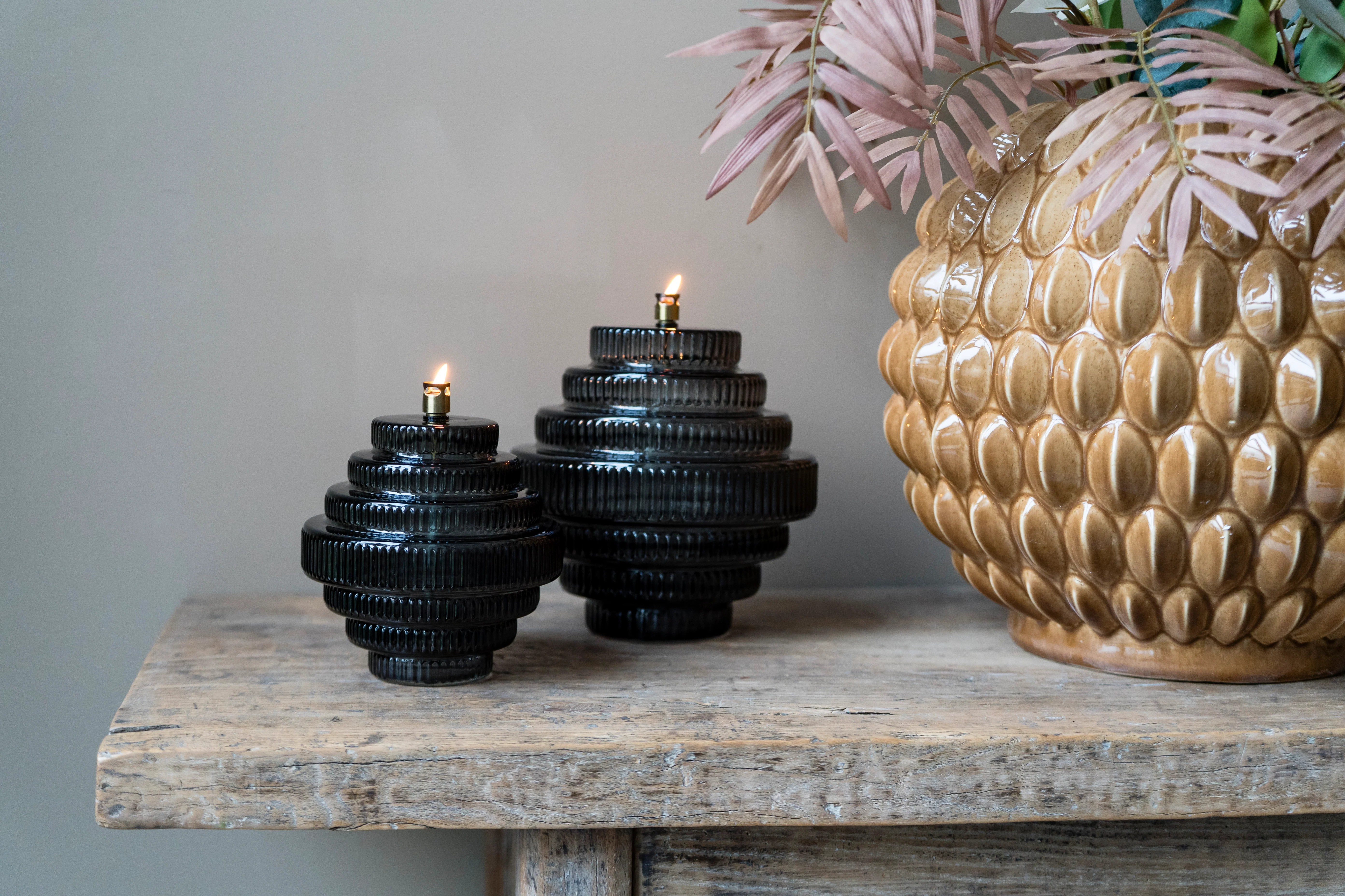 Olielamp |  Twin smoked grey brass