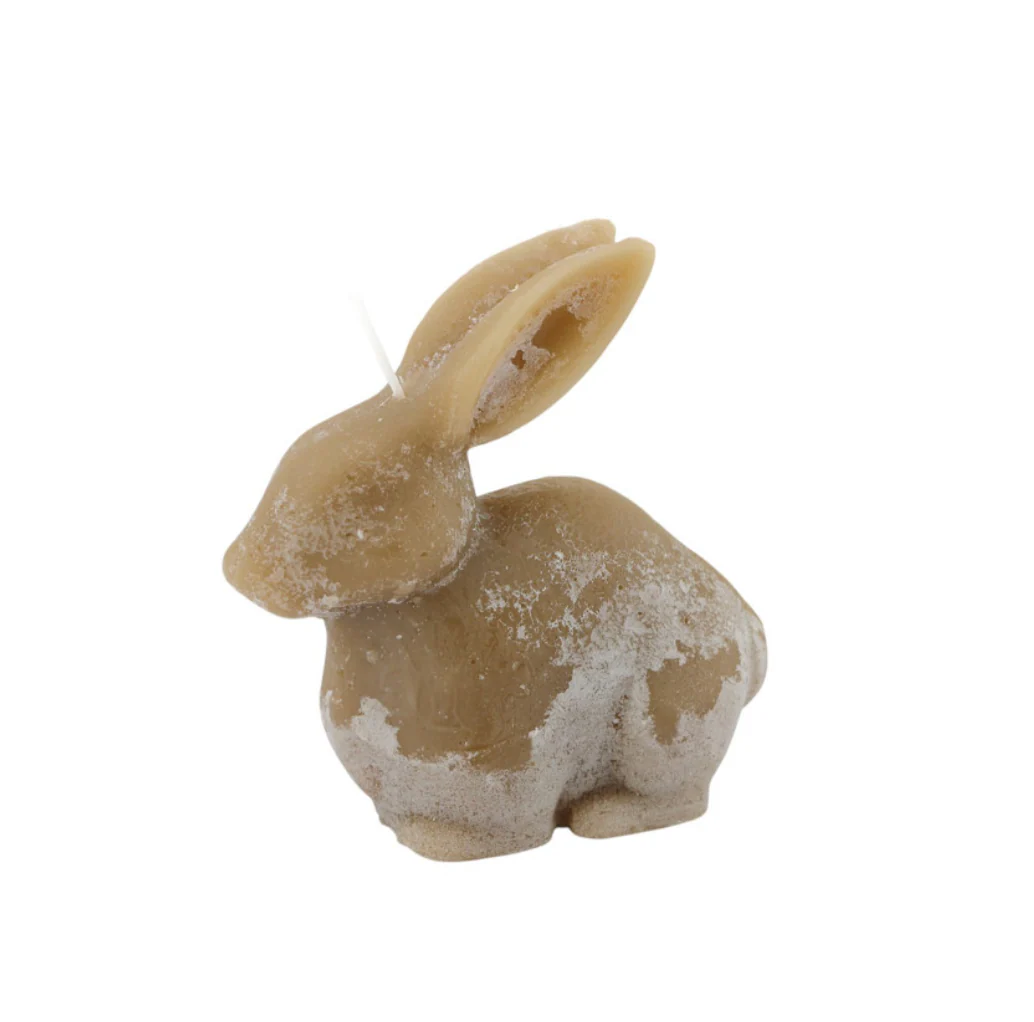 Deco kaars bunny Ivo taupe L