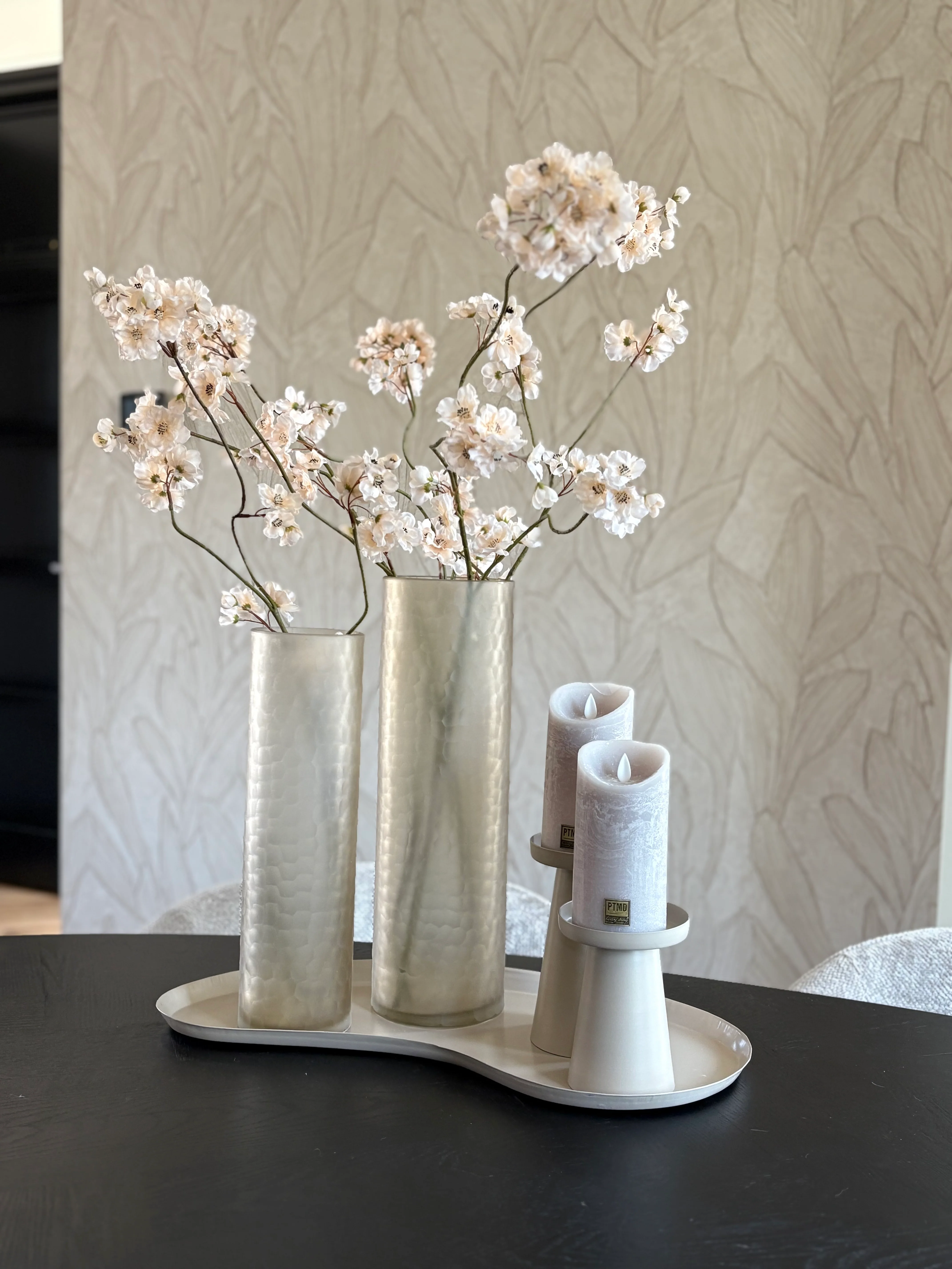 Led kaars beige | PTMD | 7.5 x 7.5 x 15.0 cm