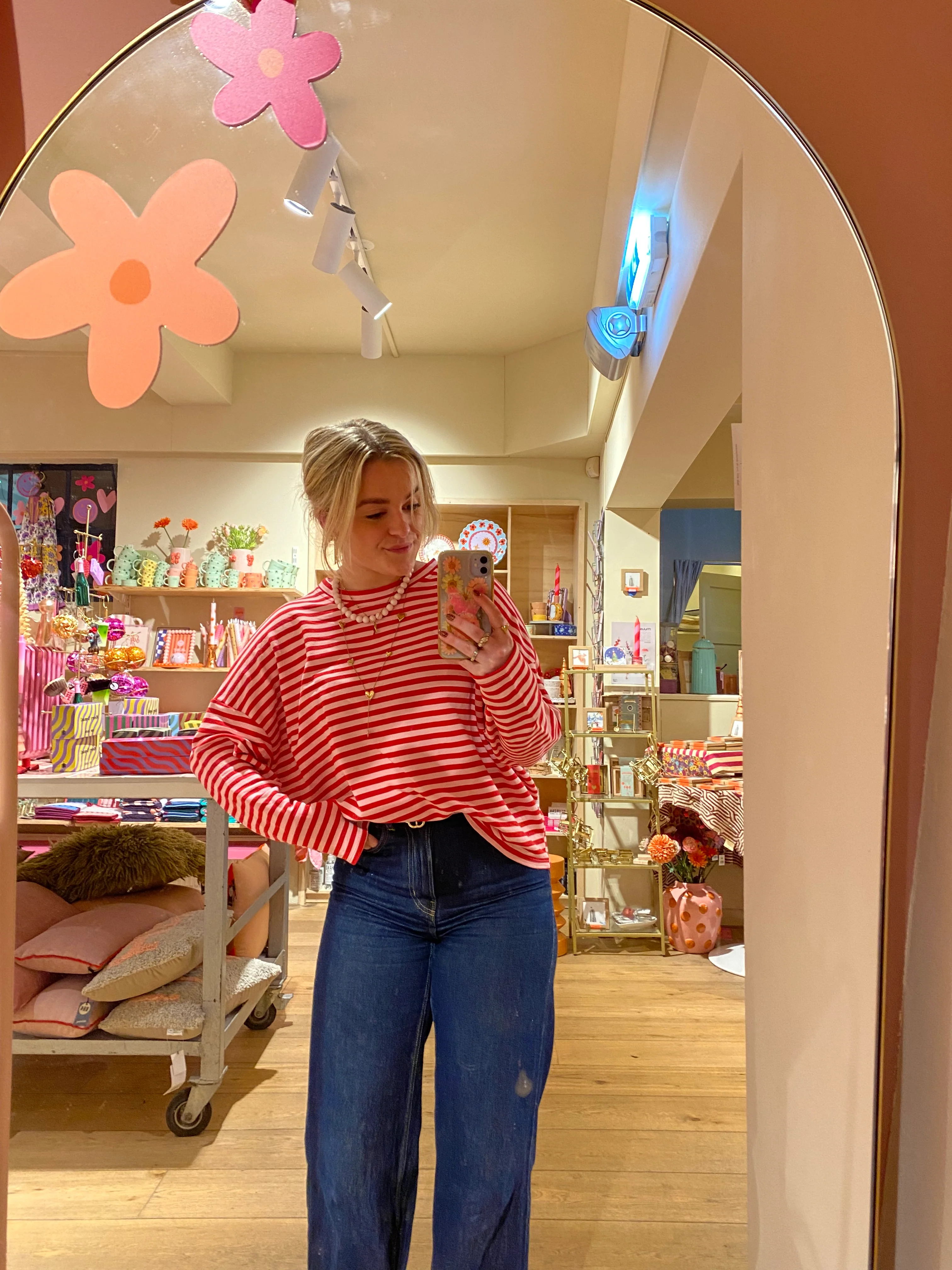 Longsleeve streep – Roze/rood