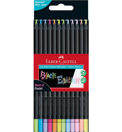 Faber Castell Black Edition – Neon + Pastel Kleurpotloden (12 st.)