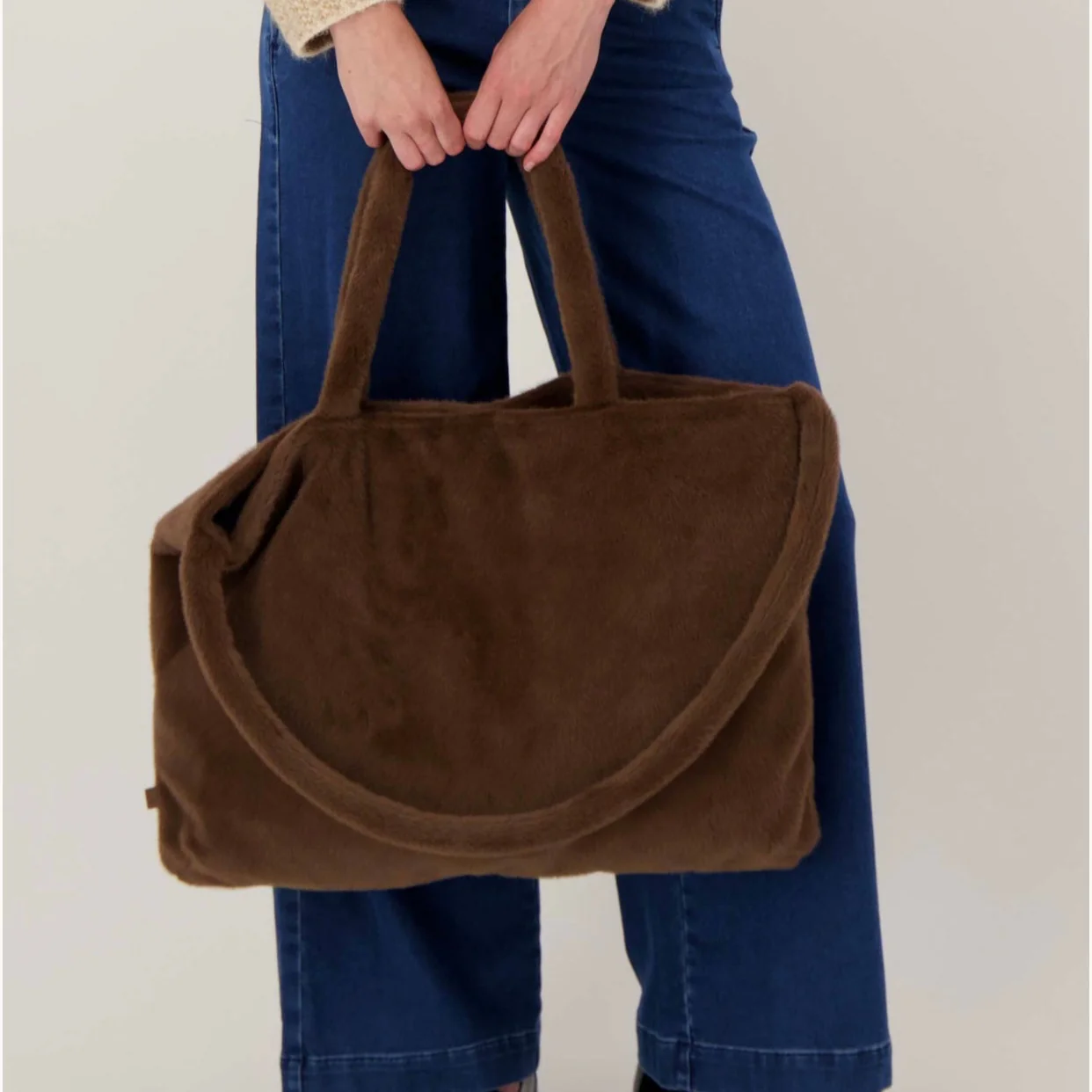 Faux Fur Shopper Chocoladebruin