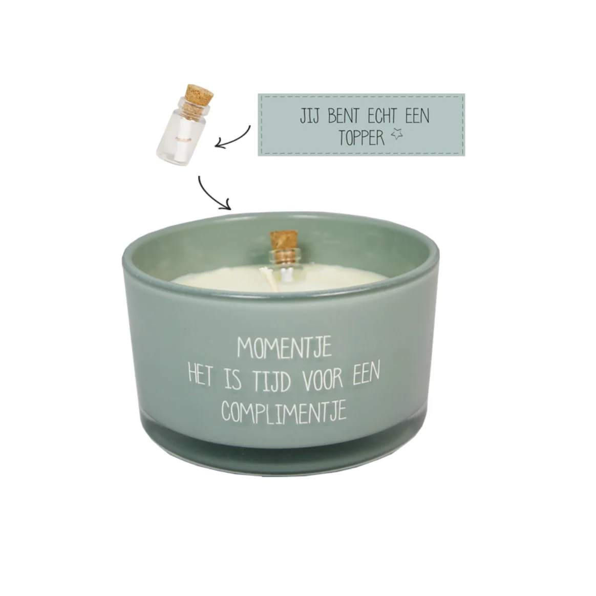 Flessenpost kaars Tijd voor een complimentje