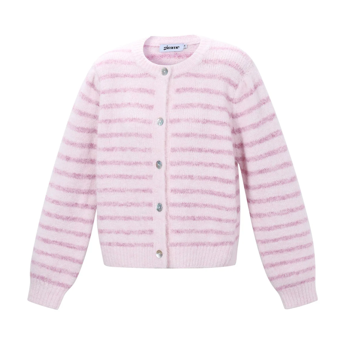 Gebreid Vest Strepen Roze/Licht roze Maat: L/XL - Afbeelding 2