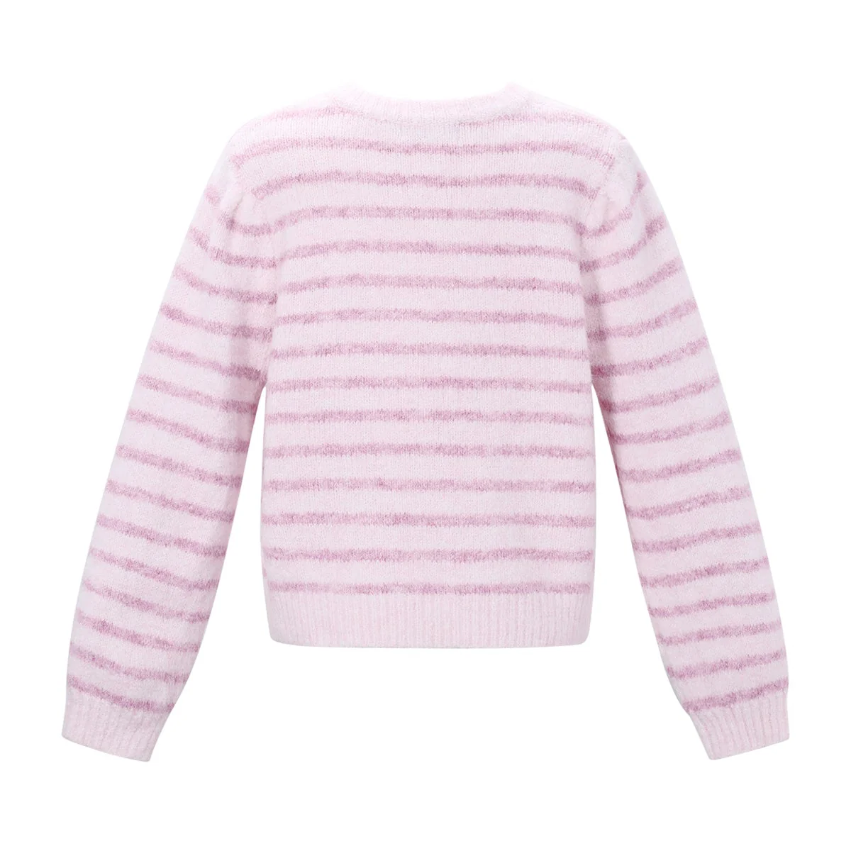 Gebreid Vest Strepen Roze/Licht roze Maat: L/XL - Afbeelding 3