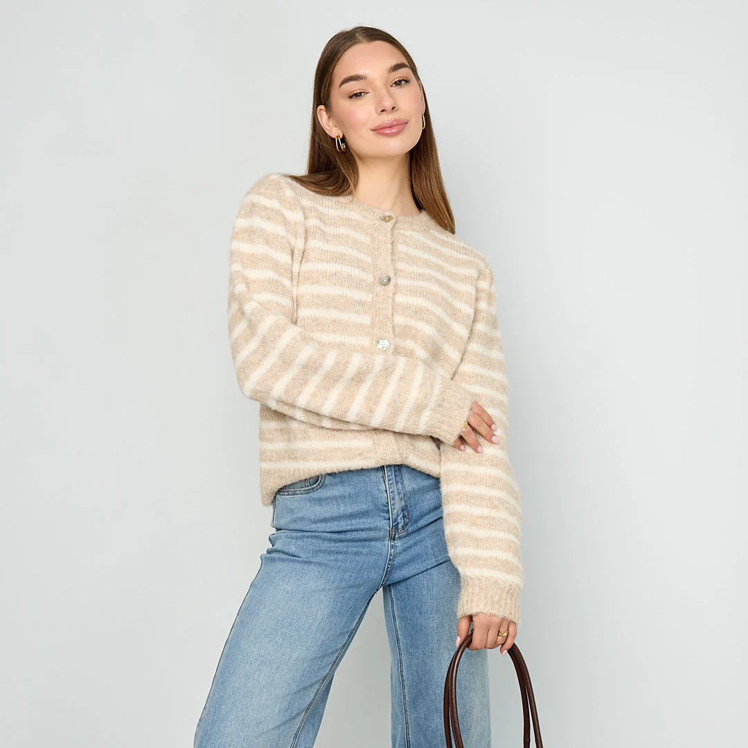 Gebreid vest Beige/Off White Gebreid vest Beige/Off White
