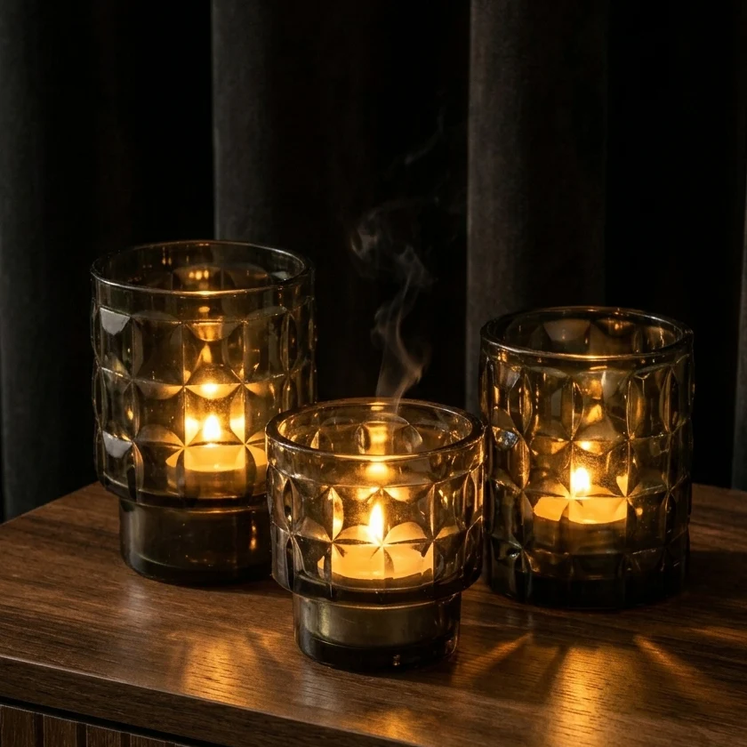 Waxinelichthouder | Rivoli Smoke set van 3