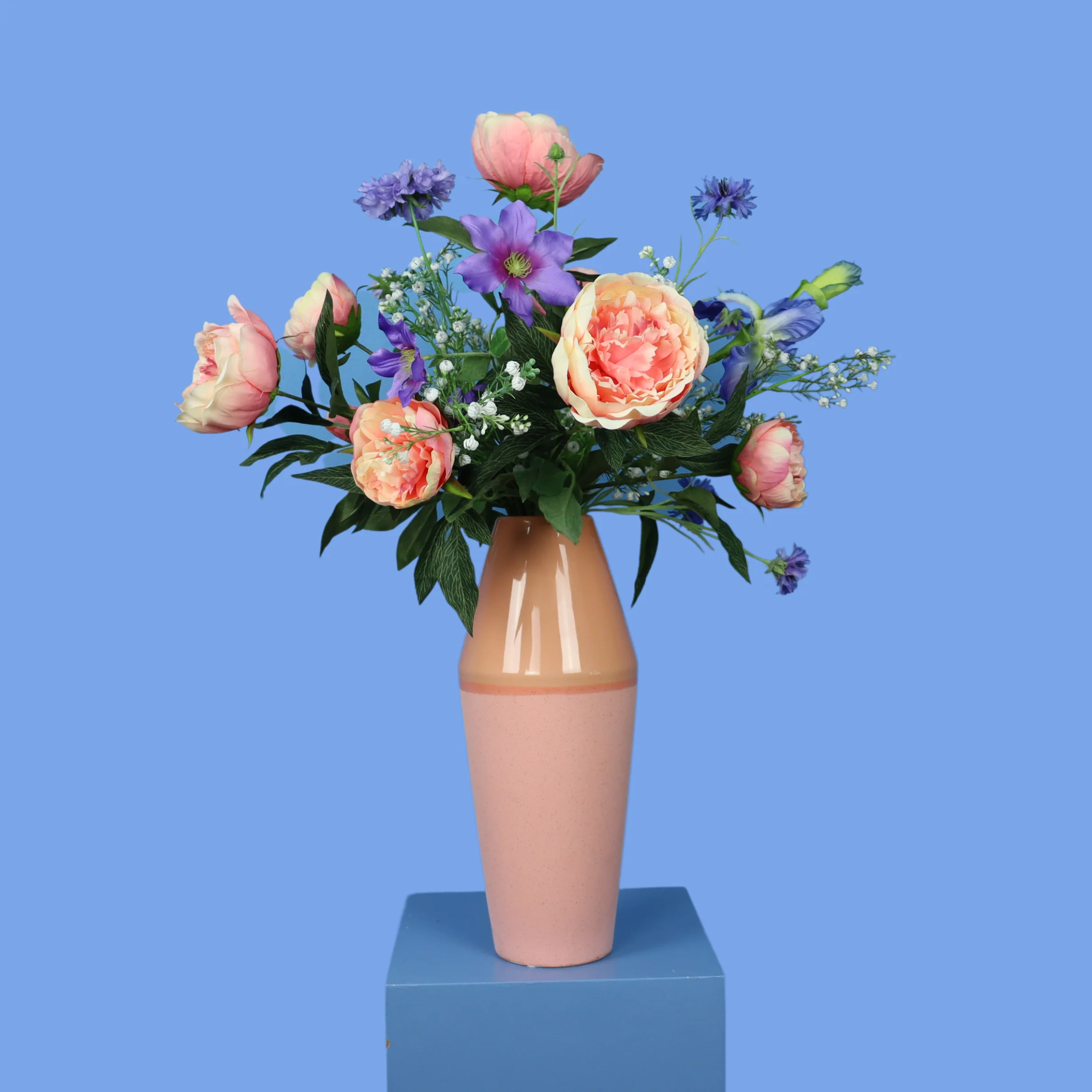L – Ghislaine | Roze vaas met kunstbloemen | Large