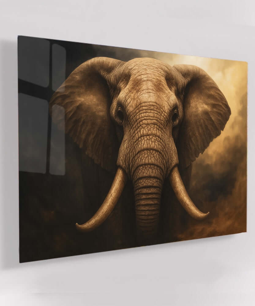 Glas Schilderij Afrikaanse Olifant