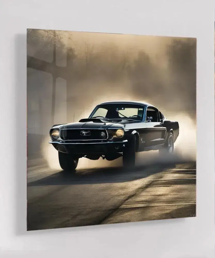 Glas Schilderij Midnight Mustang Glas Schilderij Midnight Mustang