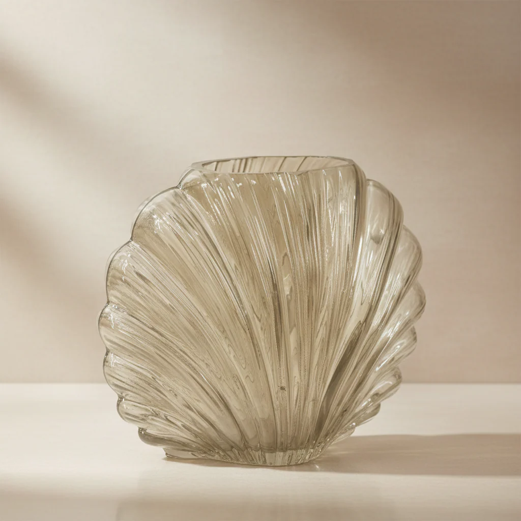 Glazen vaas Schelp Beige 21cm