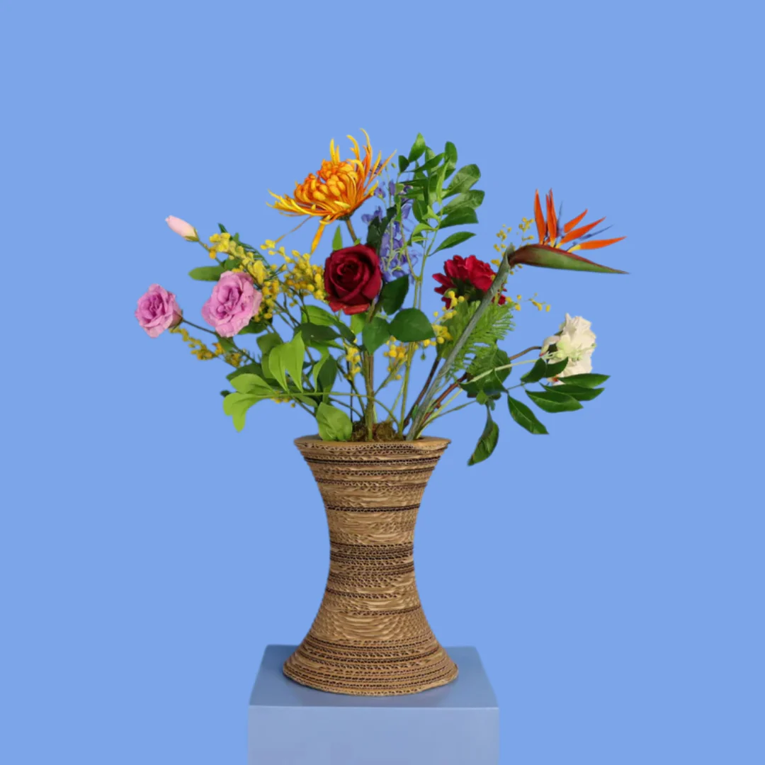 L – Harm | Kartent kartonnen vaas met kunstbloemen | Large