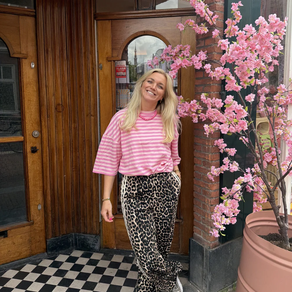 T-shirt streep – Lichtroze/roze